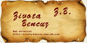 Života Bencuz vizit kartica